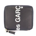 【中古】コムデギャルソン COMME des GARCONS 二つ折り財布 コンパクトウォレット レザー ロゴ プリント ラウンドファスナー バイカラー 黒 ブラック 白 ホワイト /BB ■OH メンズ 【ベクトル 古着】 250710