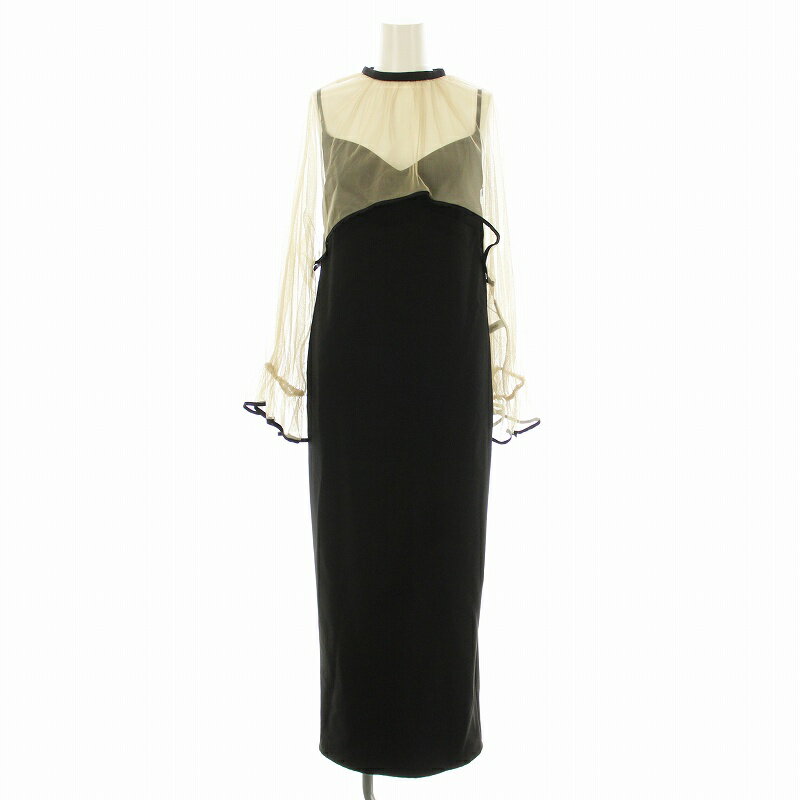 【中古】アメリヴィンテージ Ameri VINTAGE 22SS AIRY VEIL DRESS 2点セット キャミワンピース ロング マキシ カットソー 長袖 チュール M 黒 ブラック ベージュ 02210530882 /KU レディース 【ベクトル 古着】 250709のサムネイル