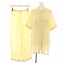 【中古】マックスマーラ MAX MARA セットアップ 上下 シャツ ブラウス 半袖 イージーパンツ ワイドパンツ 麻 リネン 38 ベージュ /YT レディース 【ベクトル 古着】 250707