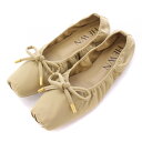 【中古】ヒューン HEWN ナイロンバレエシューズ フラット パンプス スクエアトゥ リボン 38 ベージュ 72201-01-1226 /BB レディース 【ベクトル 古着】 250711