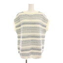 【中古】ダーマコレクション dama collection ニット ノースリーブ セーター ボーダー スパンコール LL 白 グレー 12961-06117 /...