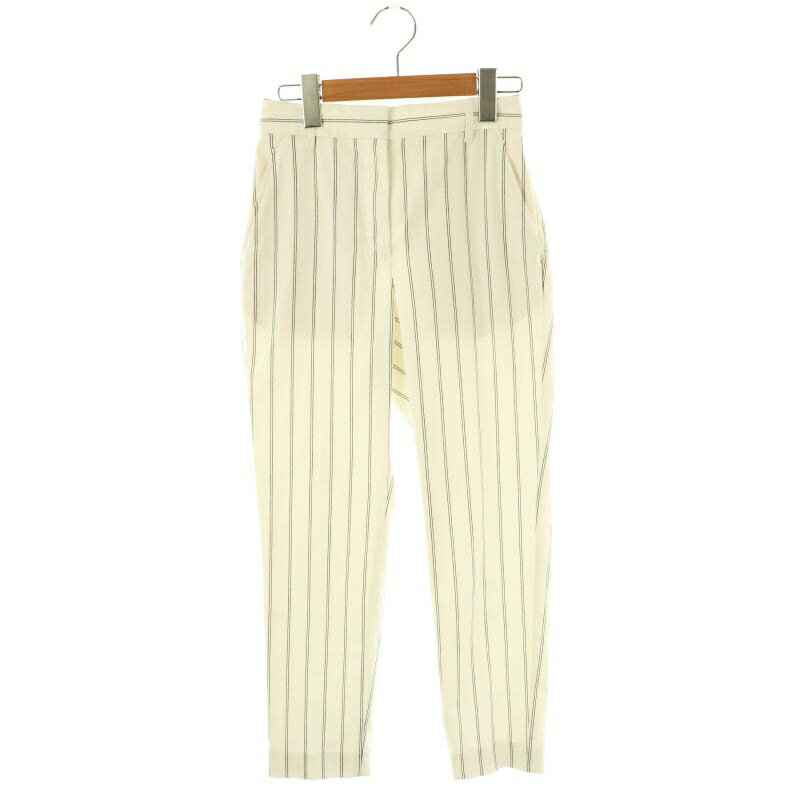 【中古】プラステ PLST サブリナパンツ カプリパンツ テーパード ストライプ XXS 白 /HK レディース 【ベクトル 古着】 250804