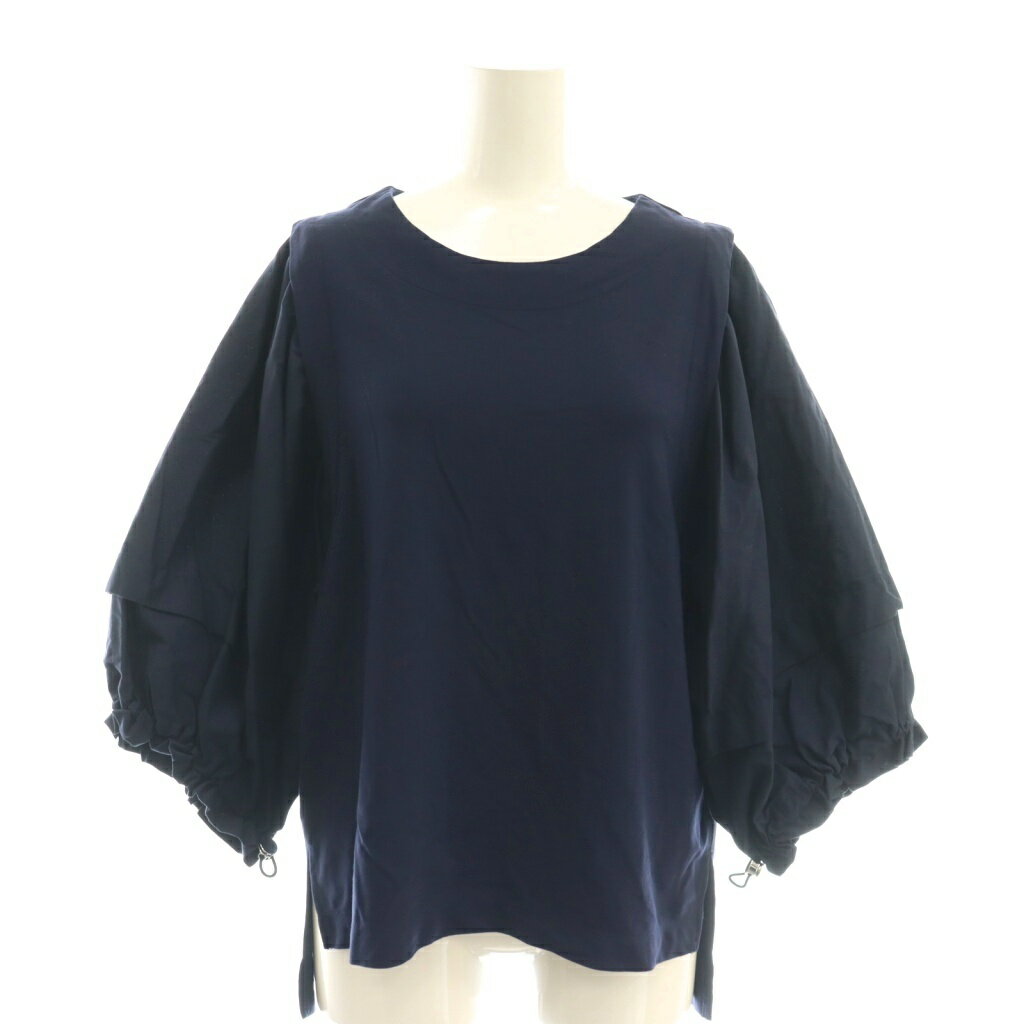 【中古】ブージュルード Bou Jeloud 袖コンシャストップス ブラウス 七分袖 切替 F 紺 ネイビー /AT レディース 【ベクトル 古着】 250808