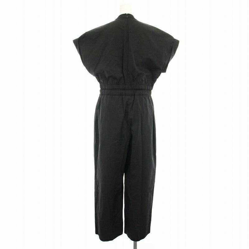 【中古】アンヌーク anuke Skipper Rough Combinaison スキッパーラフコンビネーション オールインワン フレンチスリーブ 半袖 ウエストゴム スラックス 38 黒 ブラック 62410306 /BB レディース 【ベクトル 古着】 250720