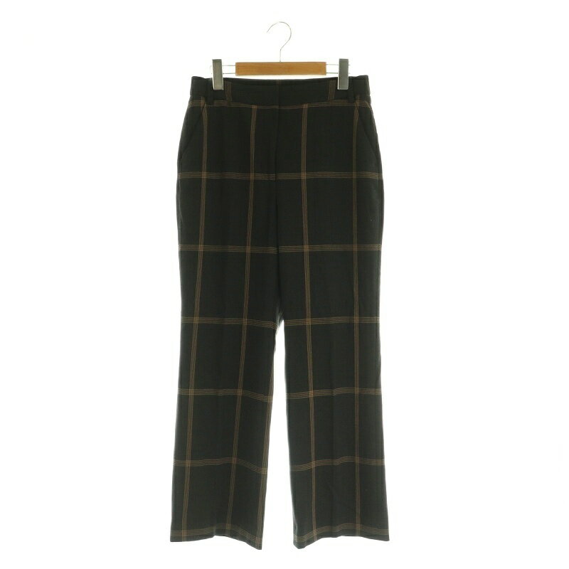 【中古】セオリーリュクス theory luxe 21AW ILLUGI PILLAR ワイドパンツ チェック ストレッチ 38 チャコール /MY ■OS レディース 【ベクトル 古着】 250814