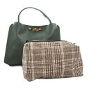 【中古】ロデスコ RODESKO ミニハンドバッグ レザー PVC 緑 グリーン 茶 ブラウン ポーチ付き /GV レディース 【ベクトル 古着】 251007