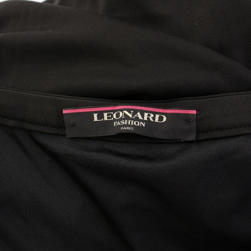 【中古】レオナール LEONARD FASHION フレアスカート タック ひざ丈 ストレッチ 無地 73 黒 ブラック /BB レディース 【ベクトル 古着】 250802 3