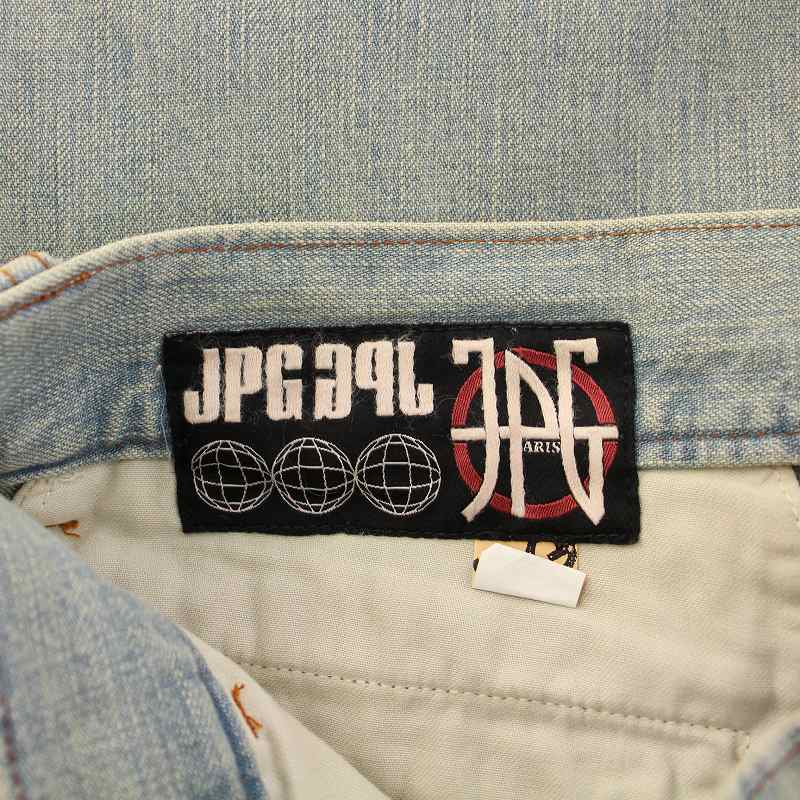 【中古】ジャンポールゴルチエ Jean Paul GAULTIER 90’s デニムパンツ ジーンズ ジップフライ USED加工 50 水色 ライトブルー /BB レディース 【ベクトル 古着】 250804