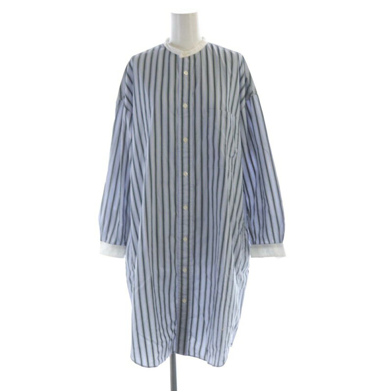 【中古】ジムフレックス Gymphlex シャツ ブラウス チュニック ストライプ 長袖 12 青 ブルー 紺 ネイビー WRW12-111-02 /RO レディース 【ベクトル 古着】 250730