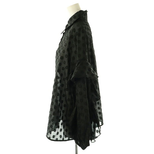【中古】フラーネ Frene シャツ ステンカラー ドット フリル M 黒 ブラック /AT レディース 【ベクトル 古着】 250808