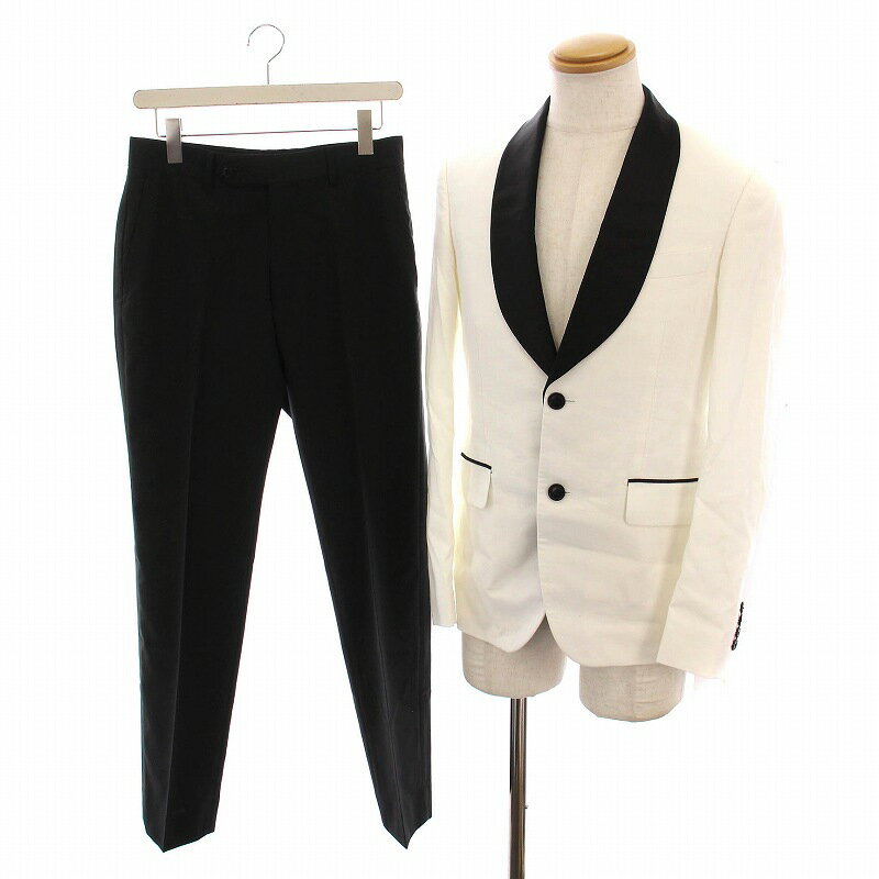 【中古】ビームス BEAMS DESIGN ワタナベウェディングコラボセット 燕尾服 タキシード サスペンダー付き パンツ セットアップ 上下 白 黒 /YM ...