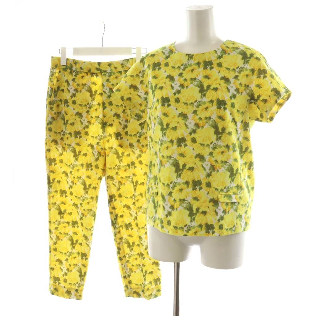 Rakuten - 【中古】ミュゲフィフスアベニュー muguet fifth avenue セットアップ シャツ ブラウス 半袖 パンツ 花柄 36 黄 イエロー MA32FB007 MA32FP013 /AN38 レディース 【ベクトル 古着】 250730