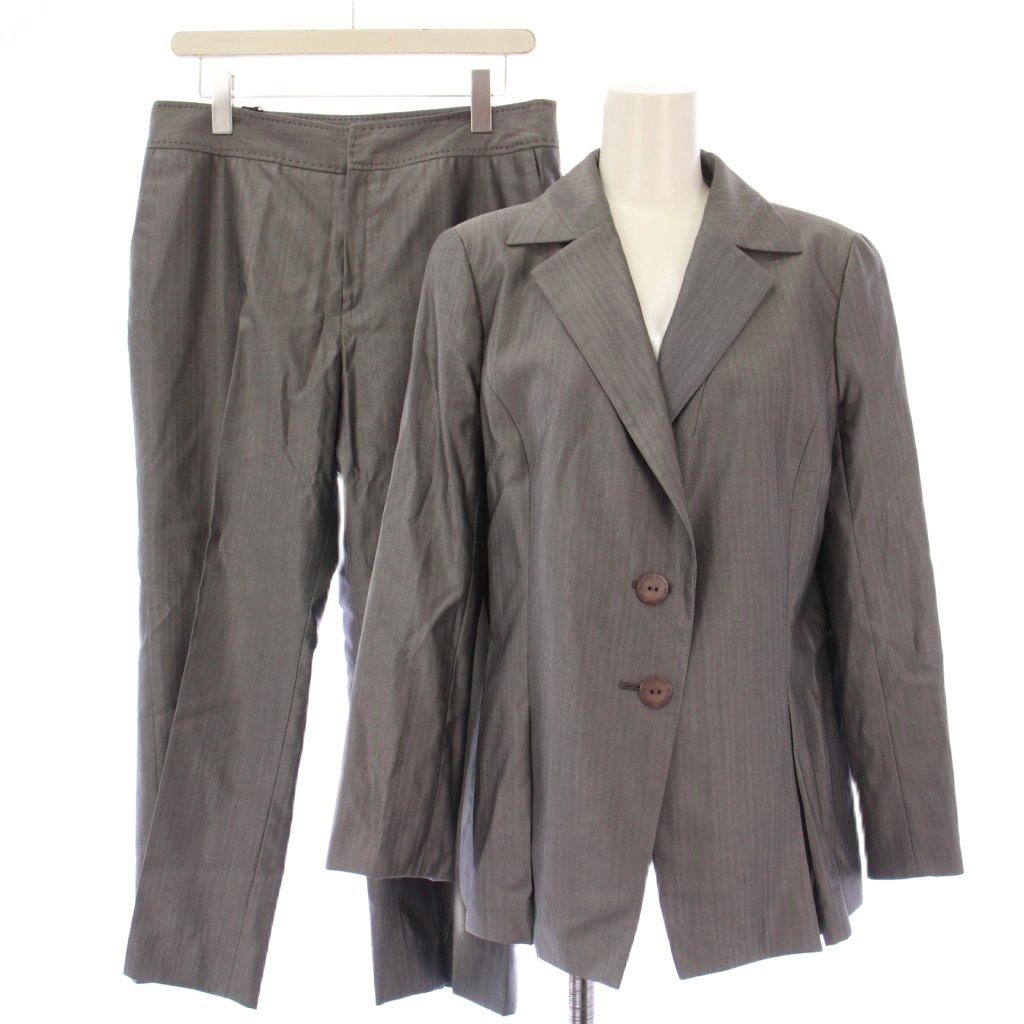 【中古】ヒロココシノ HIROKO KOSHINO セットアップ テーラードジャケット アウター シングル 背抜き ..