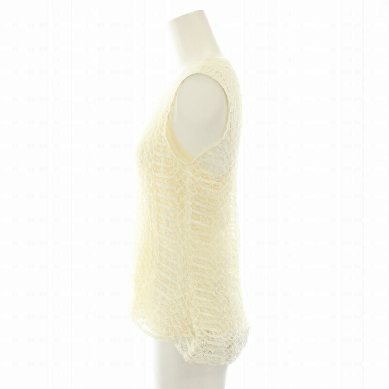 【中古】未使用品 エポカ EPOCA カットソー ブラウス ノースリーブ メッシュ インナーキャミ付き タグ付き 40 白 ホワイト M5M29-506-02 /YT レディース 【ベクトル 古着】 250731