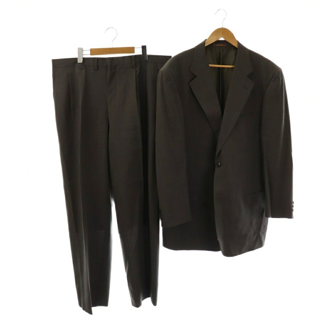 【中古】フルマーク FULLMARK セットアップ シングルスーツ ストライプ柄 テーラードジャケット テーパードパンツ 102BE7 チャコール /DO メンズ 【ベクトル 古着】 250818