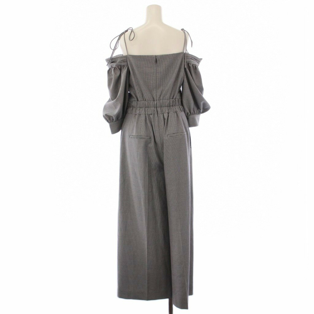 【中古】スナイデル SNIDEL 24SS 2WAYパフオールインワン ワイドパンツ 五分袖 オフショル 千鳥格子 1 グレー SWFO241088 /BB レディース 【ベクトル 古着】 250806