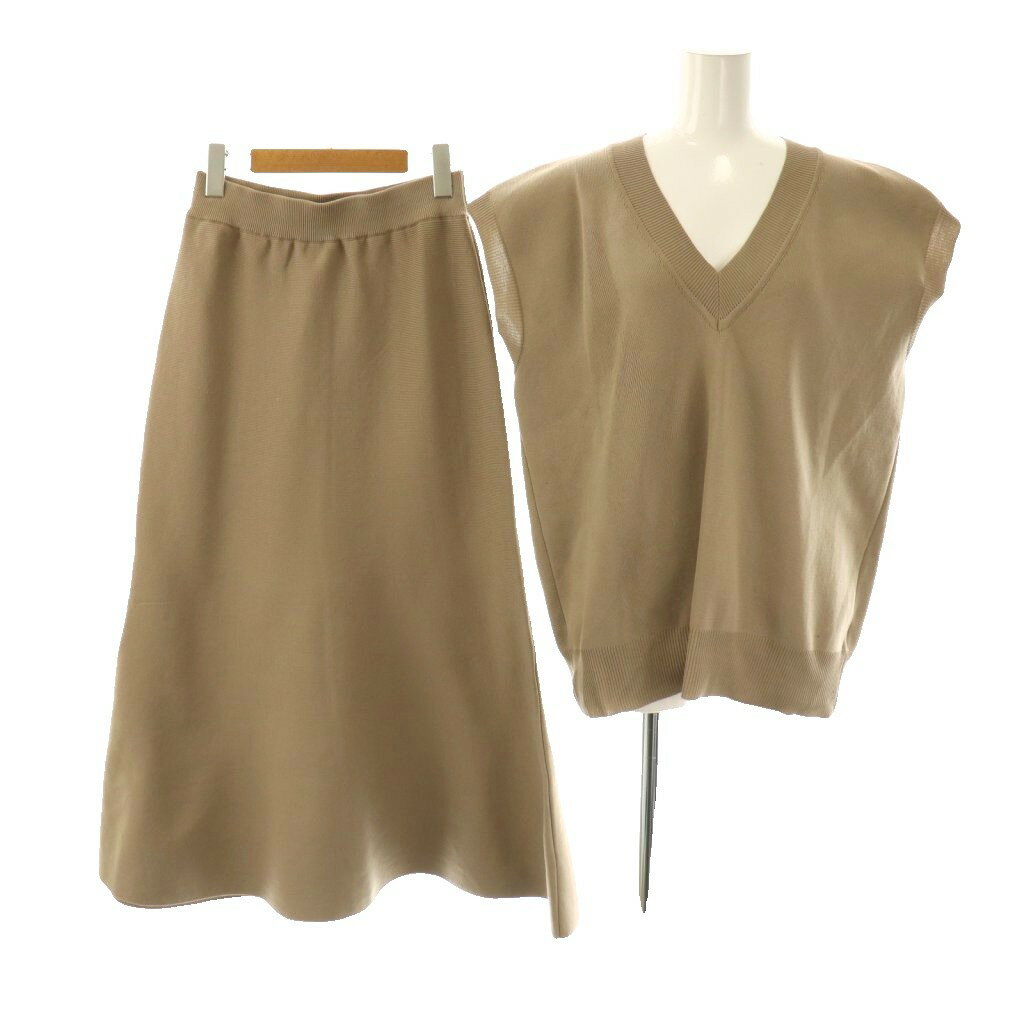 【中古】アー・ヴェ・ヴェ ミッシェルクラン a.v.v セットアップ ノースリーブニット カットソー スカート M モカ /DO レディース 【ベクトル 古着】 250818
