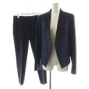 【中古】セオリー Theory TAILOR LANAI TESTRA 2B スーツ セットアップ ノーカラージャケット パンツ スラックス 2 紺 ネイビー ...