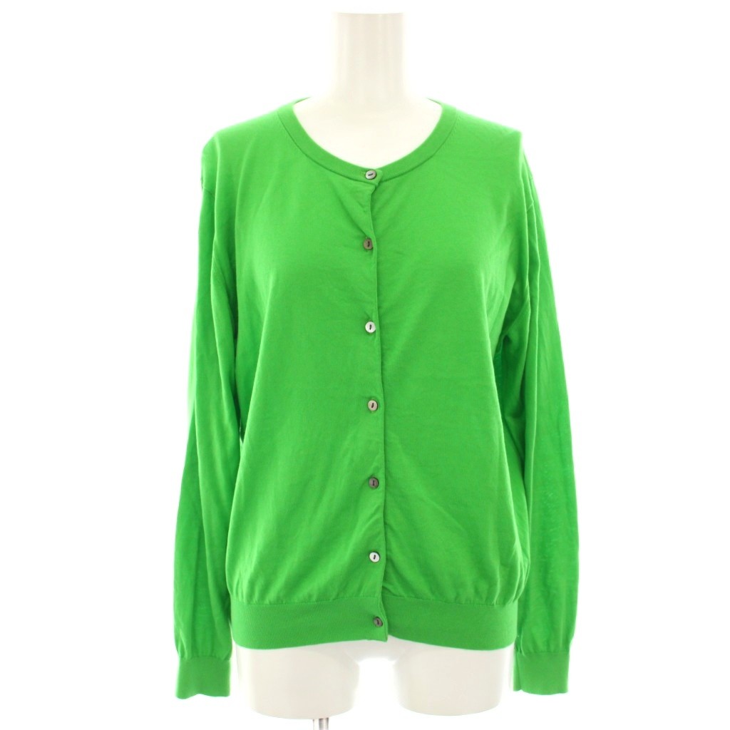 【中古】リエミラー Rie Miller GIZACOTTONベーシッククルーネックカーディガン ニット 長袖 38 黄緑 ..