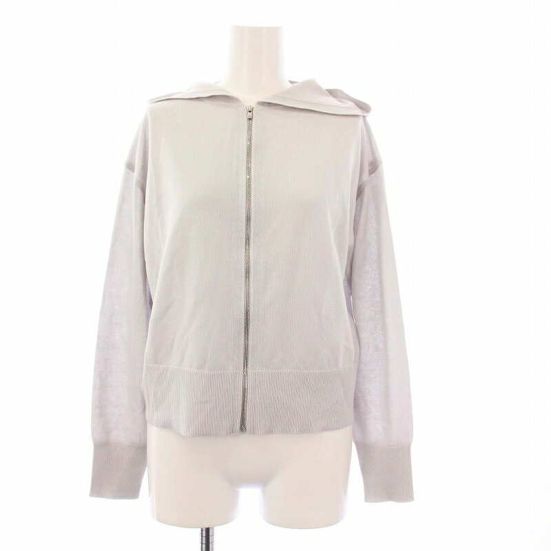【中古】セオリーリュクス theory luxe 24AW SHEER KNIT 2 TIARE ニットパーカー ジップアップ 長袖 クロップド丈 38 グレー 03-4303712 /KH レディース 【ベクトル 古着】 250809