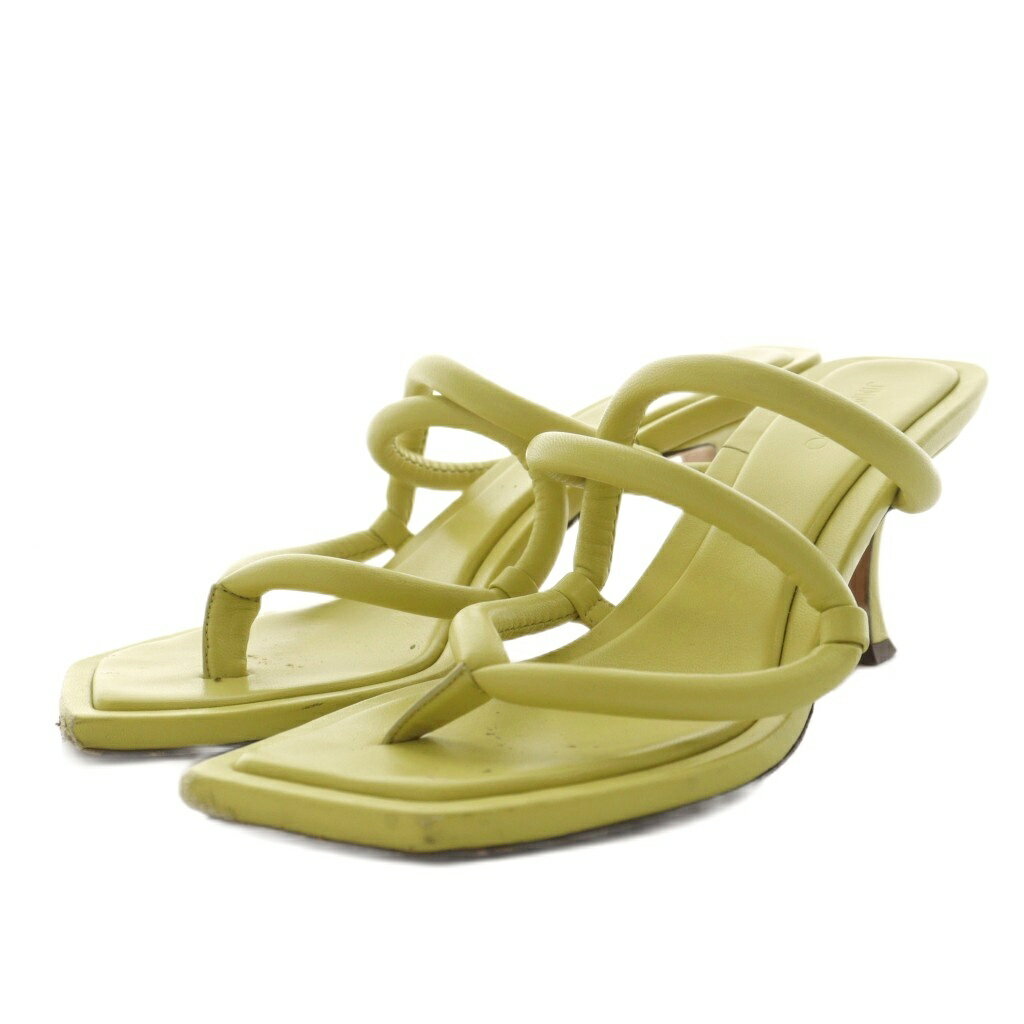 【中古】ジミーチュウ JIMMY CHOO DIOSA50 サンダル ヒール スクエアトゥ レザー 38 黄 イエロー /AN14 レディース 【ベクトル 古着】 250826