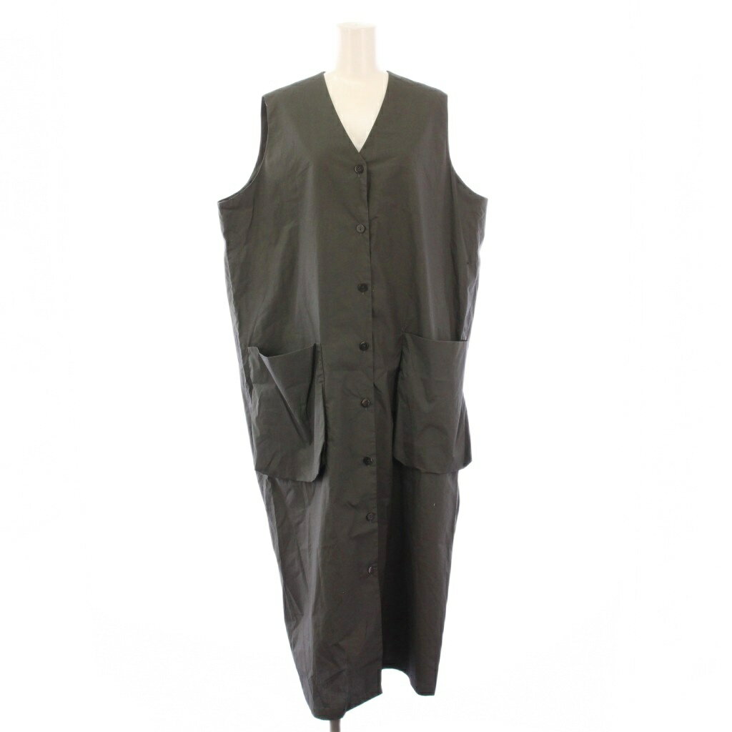 【中古】ミズイロインド mizuiro ind ワンピース ミモレ ロング ノースリーブ Vネック F チャコールグレー /BB レディース 【ベクトル 古着】 250815(4.0)