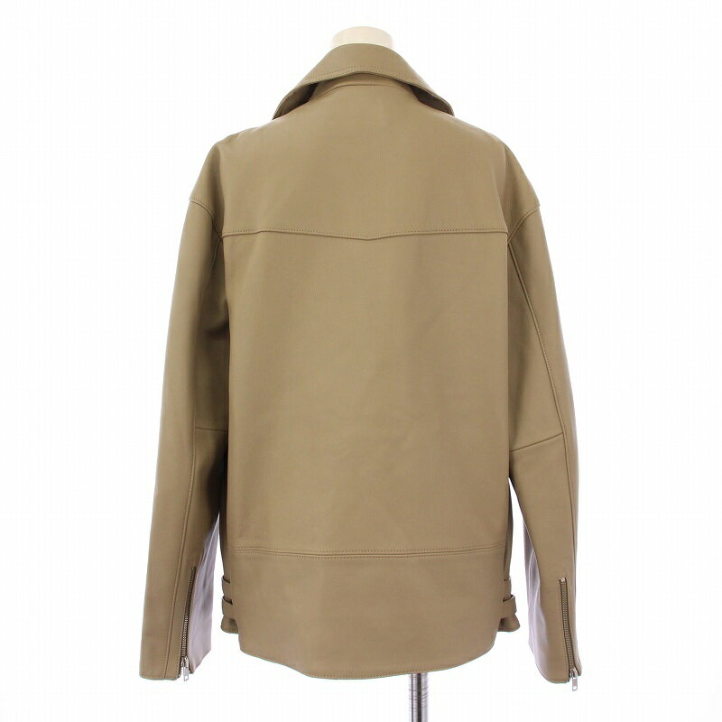 【中古】スピック&スパン Spick&Span レザーライダースジャケット 革ジャン 羊革 アウター ショート丈 ジップアップ 38 グレージュ 24011200800010 /BB レディース 【ベクトル 古着】 250817