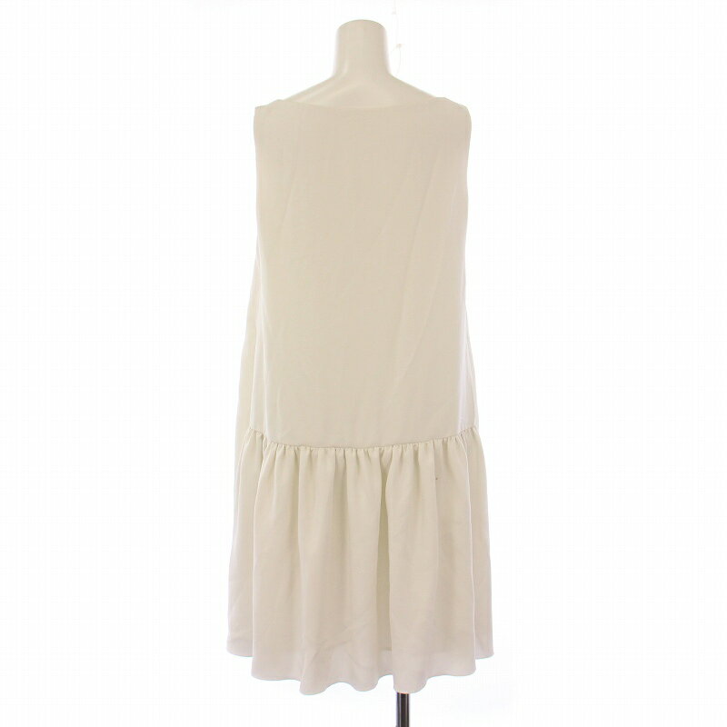 【中古】フォクシーニューヨーク FOXEY NEW YORK フレアワンピース ミニ丈 ノースリーブ ボートネック 無地 ストレッチ 38 白 ホワイト /BB レディース 【ベクトル 古着】 250817