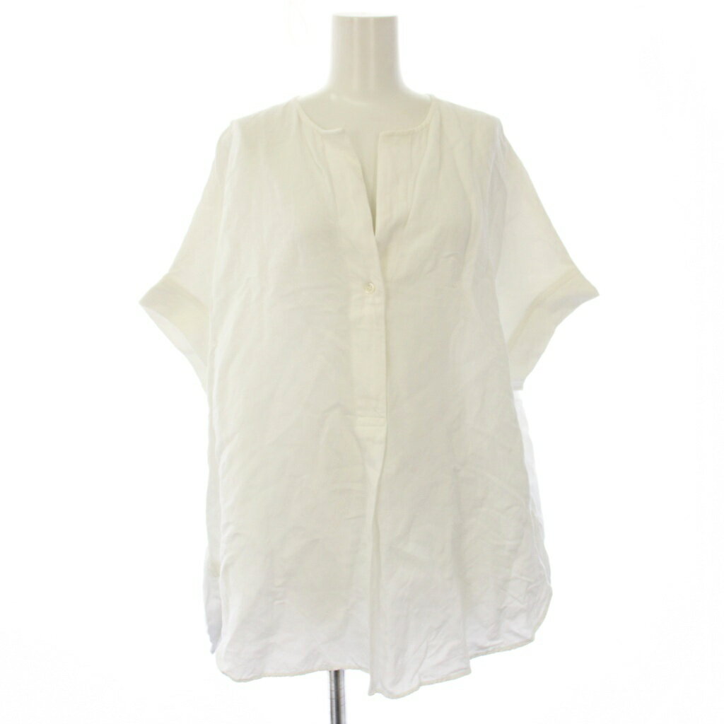 【中古】ジャーナルスタンダード JOURNAL STANDARD 25SS レーヨン麻ノーカラーブラウス 半袖 スキッパー 白 25051400916110 /TK レディース 【ベクトル 古着】 250822(4)