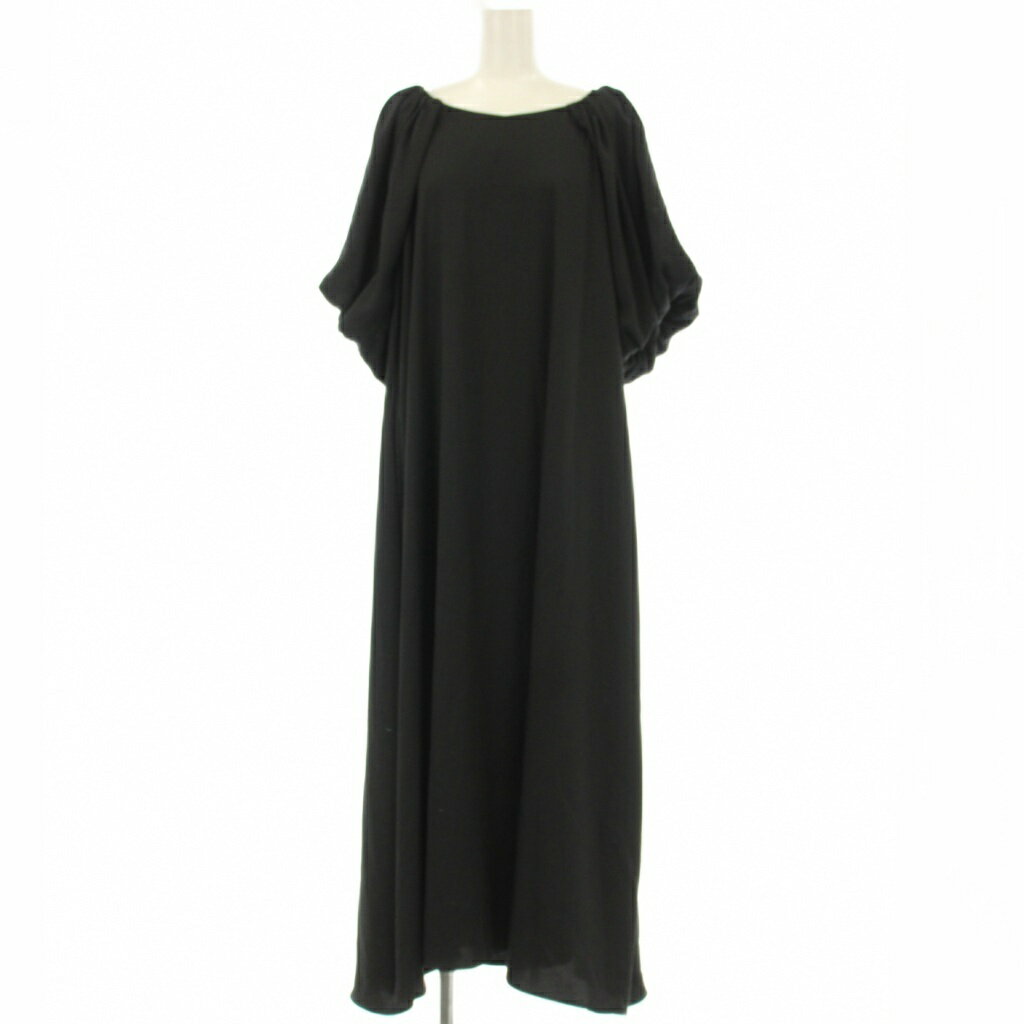【中古】リリーブラウン Lily Brown 22SS Vネックボリュームワンピース 半袖 ロング F 黒 ブラック LWFO221017 /OR レディース 【ベクトル 古着】 250827