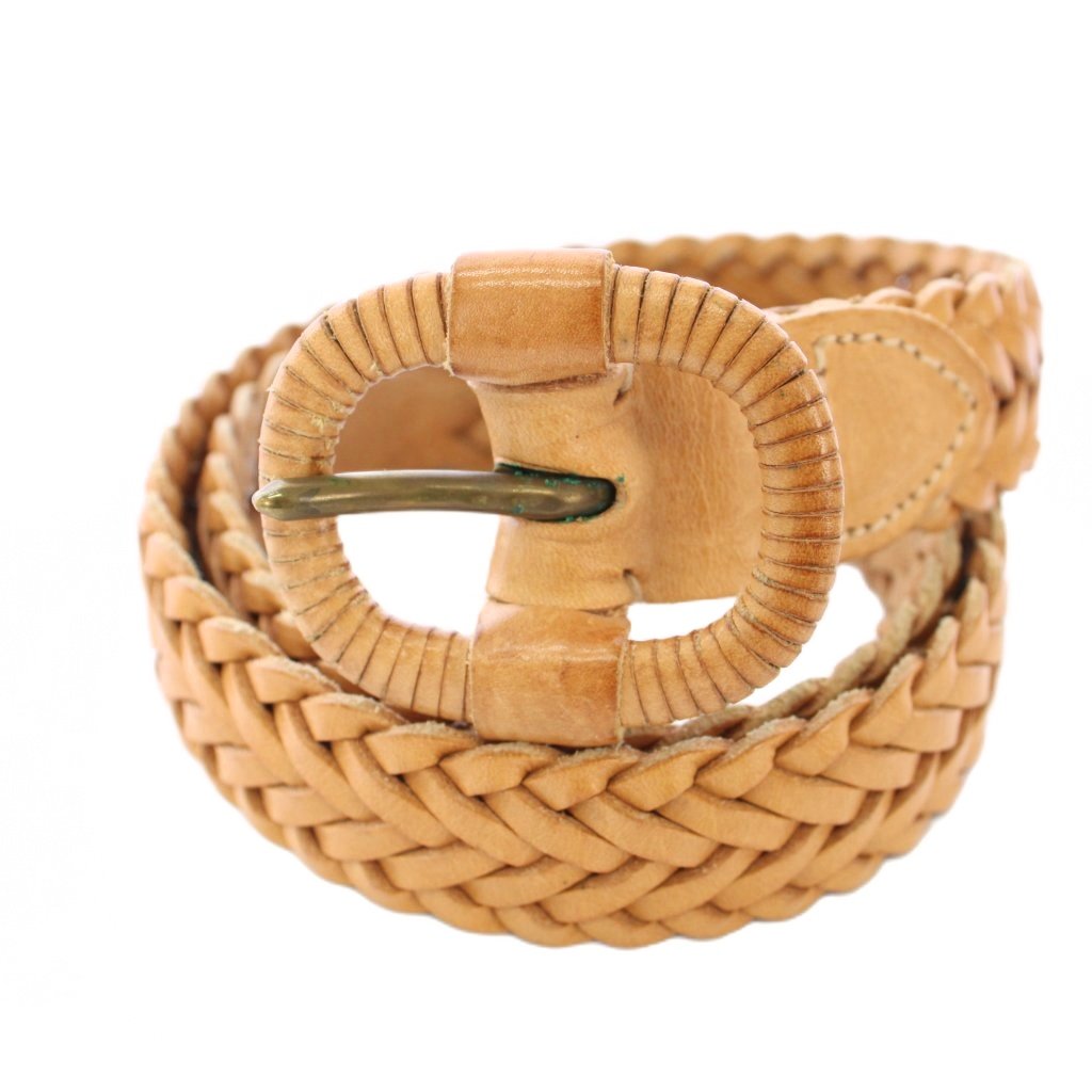 【中古】アングロ ANGLO ベルト レザー 編み込み 70cm ベージュ /TK レディース 【ベクトル 古着】 250905