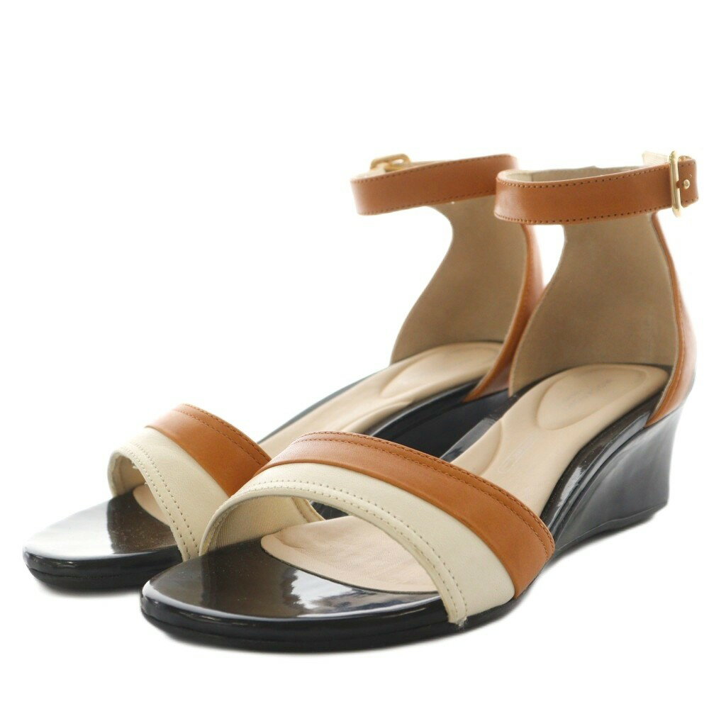 【中古】ロックポート ROCKPORT サンダル ウェッジソール ストラップ 23.0cm 茶 ブラウン 黒 ブラック ..