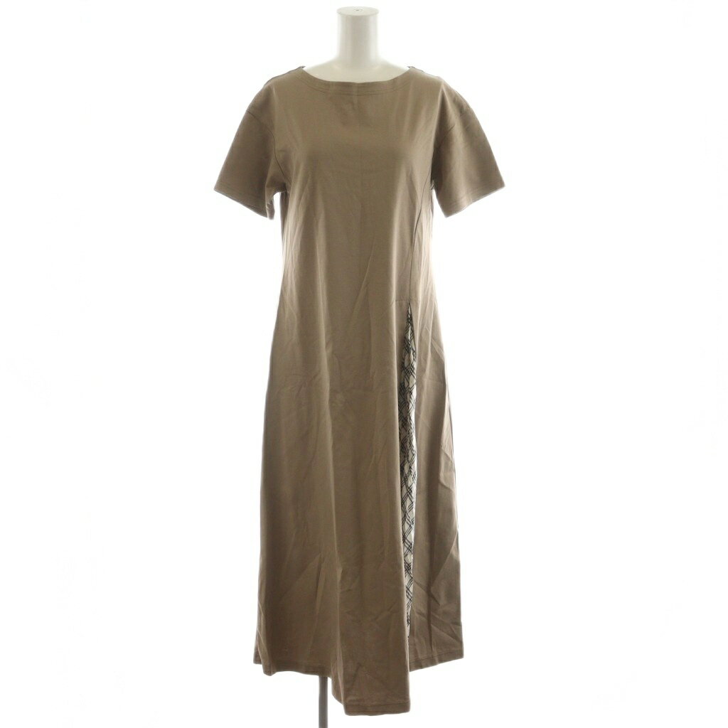 【中古】ブルーレーベルクレストブリッジ BLUE LABEL CRESTBRIDGE ワンピース ロング丈 半袖 チェック柄 36 茶 ブラウン 55J78-384-40 /AN30 レディース 【ベクトル 古着】 250826(4.0)