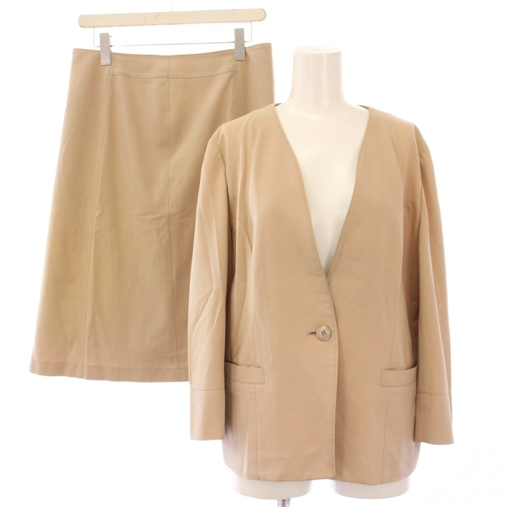 【中古】ダックス DAKS セットアップ ノーカラージャケット アウター シングル フレアスカート ひざ丈 ..