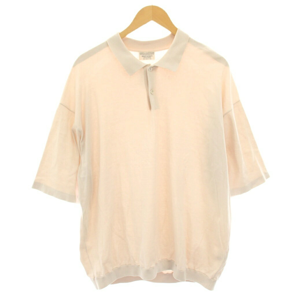【中古】B&Y ユナイテッドアローズ BEAUTY&YOUTH ビューティー&ユース GIZA COTTON デオドラントショートスリーブニットポロシャツ カットソー 半袖 XL ライトベージュ 1218-105-03226 /HN メンズ 【ベクトル 古着】 250910