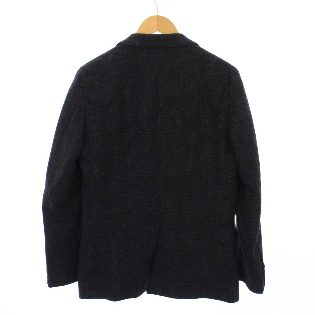【中古】グリーンレーベルリラクシング ユナイテッドアローズ green label relaxing ホームスパンNT 2B M70ジャケット パンツ シングルスーツ セットアップ テーラード アウター 総裏地 テーパード スラックス ジップフライ ウール チェック柄 S 紺 ネイビー 3222-199-2610