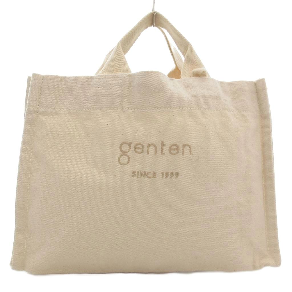 Rakuten - 【中古】ゲンテン genten ミニハンドバッグ キャンバス ロゴ アイボリー /JS レディース 【ベクトル 古着】 251201