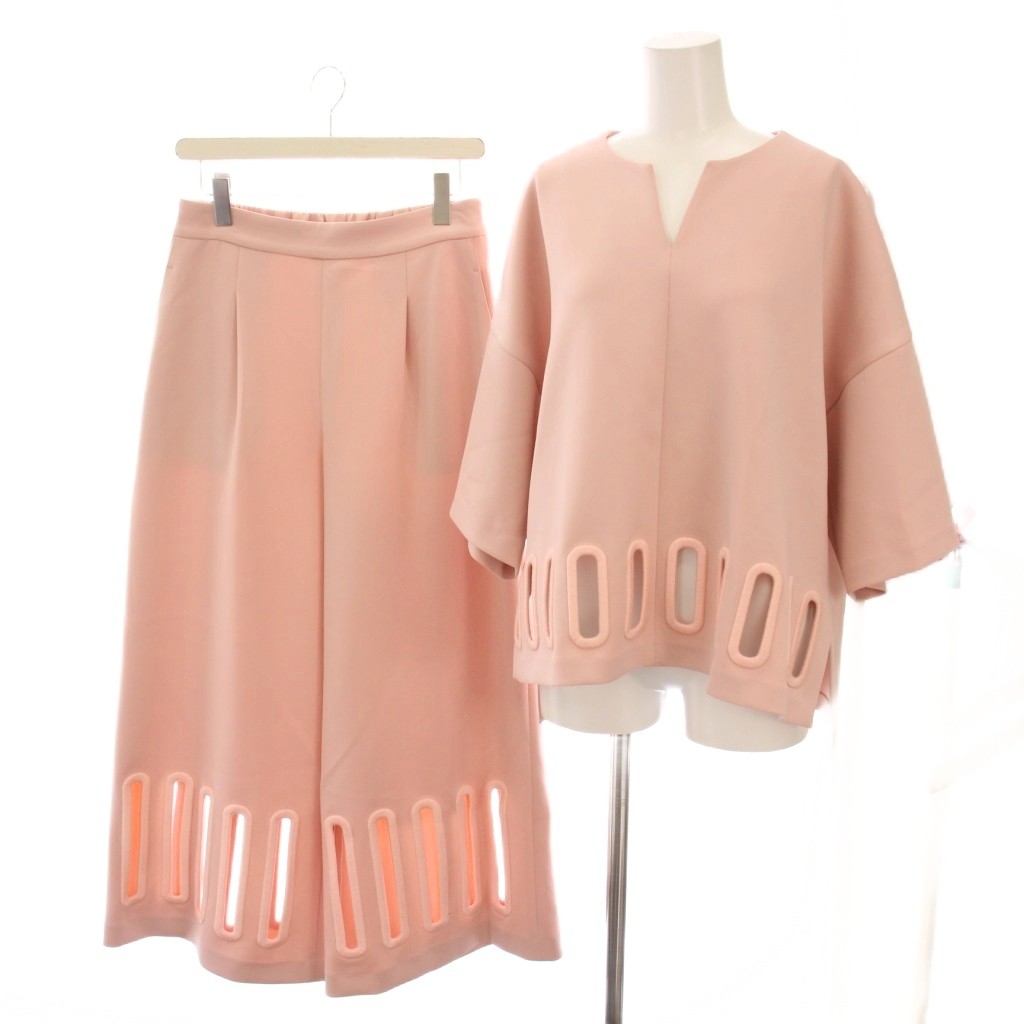 【中古】アドーア ADORE 24SS オーバルカットワークブラウス パンツ セットアップ 上下 38 ピンク /YM レディース 【ベクトル 古着】 250919(4.0)
