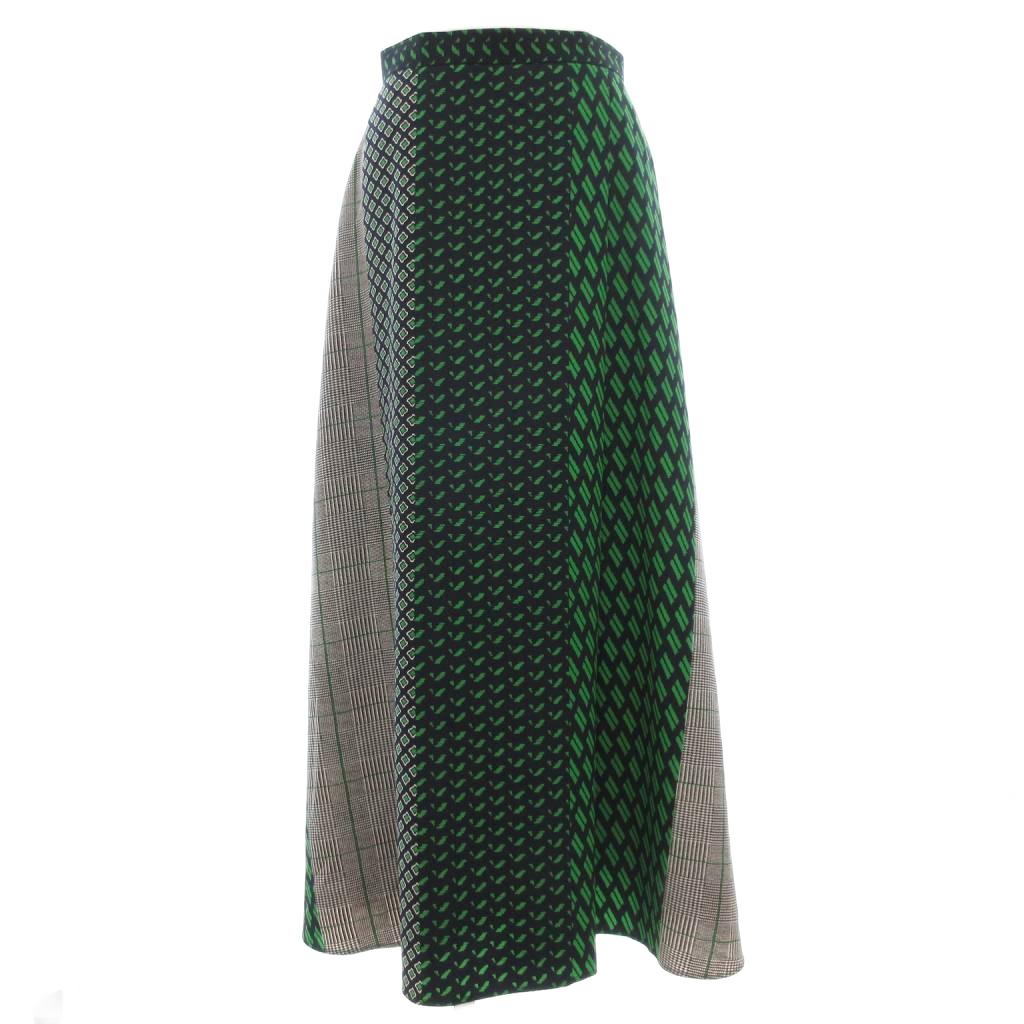 【中古】ユナイテッドアローズ UNITED ARROWS マルチプリントラップスカート フレア ロング マキシ 38 紺 ネイビー 緑 グリーン 1524-699-4508 /GV レディース 【ベクトル 古着】 251014