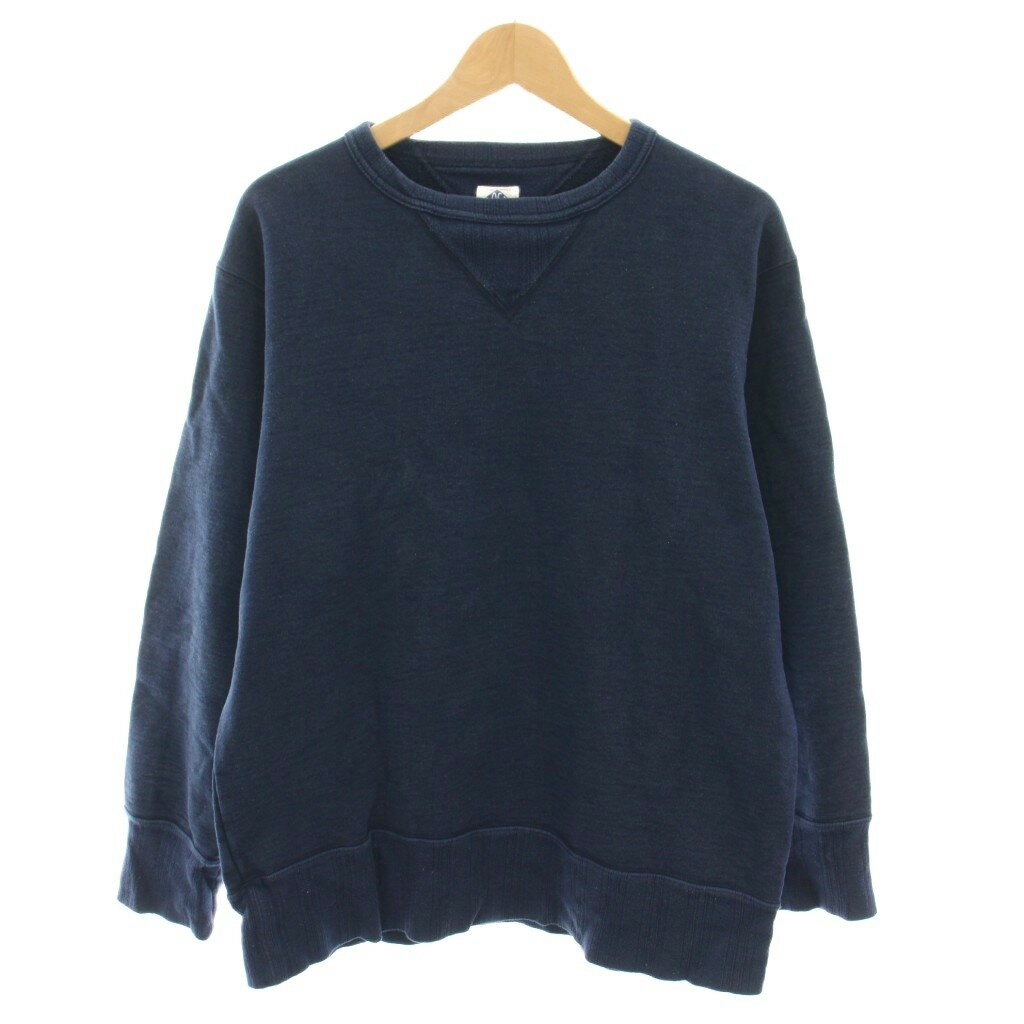 【中古】ポスト POST スウェット トレーナー クルーネック 長袖 Vガゼット ロゴ刺繍 M 紺 ネイビー /YT メンズ 【ベクトル 古着】 250919