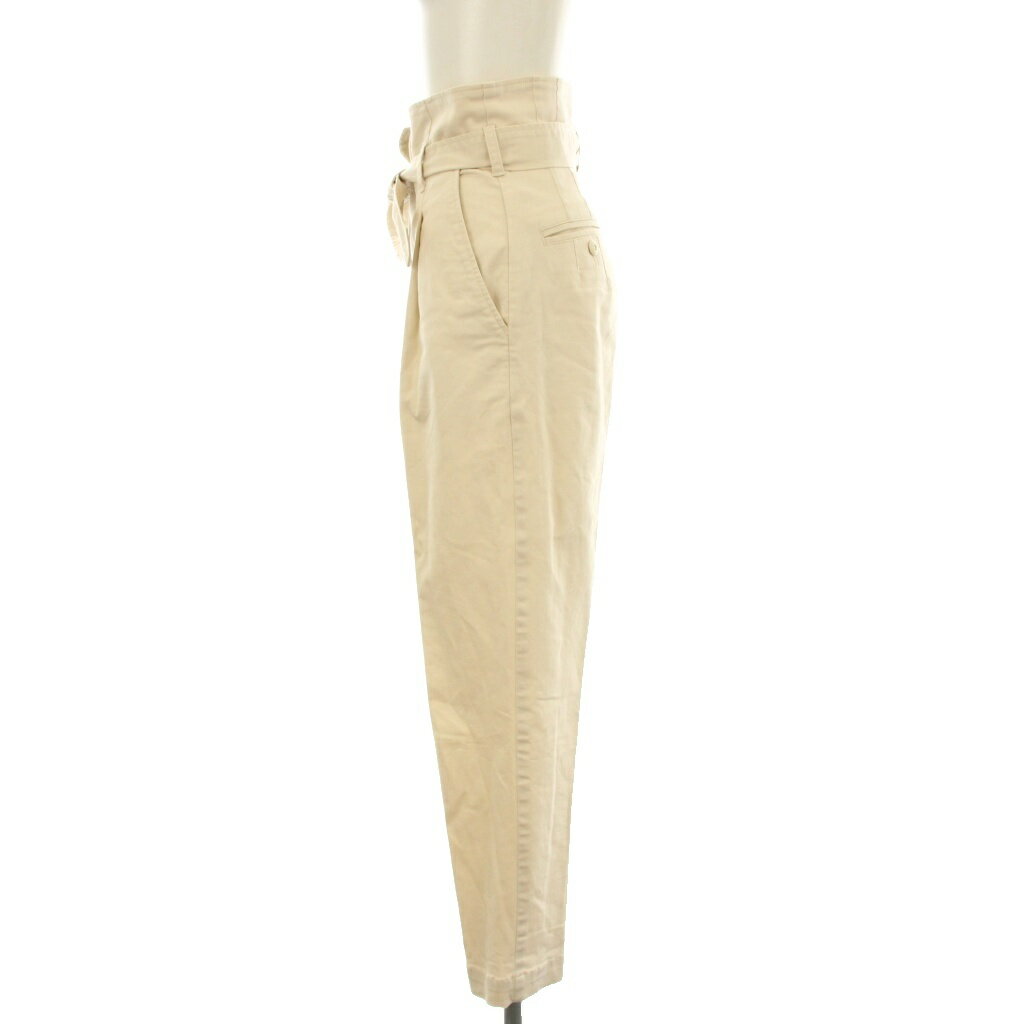 【中古】ロンハーマン Ron Herman 23SS Stretch High Waist Pants テーパードパンツ ハイウエスト タック ジップフライ ストレッチ ベルト付き XS ベージュ 3710600244 /KU レディース 【ベクトル 古着】 250925