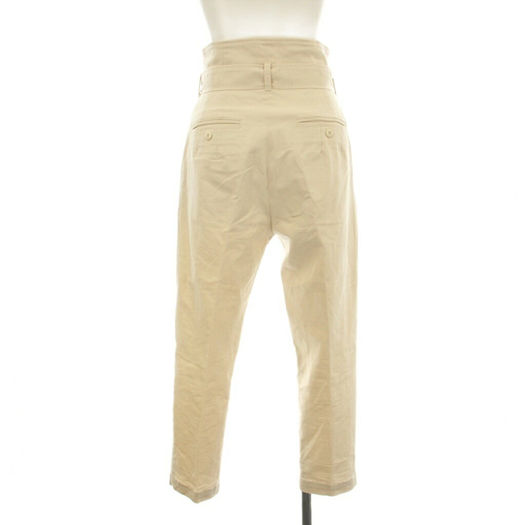 【中古】ロンハーマン Ron Herman 23SS Stretch High Waist Pants テーパードパンツ ハイウエスト タック ジップフライ ストレッチ ベルト付き XS ベージュ 3710600244 /KU レディース 【ベクトル 古着】 250925