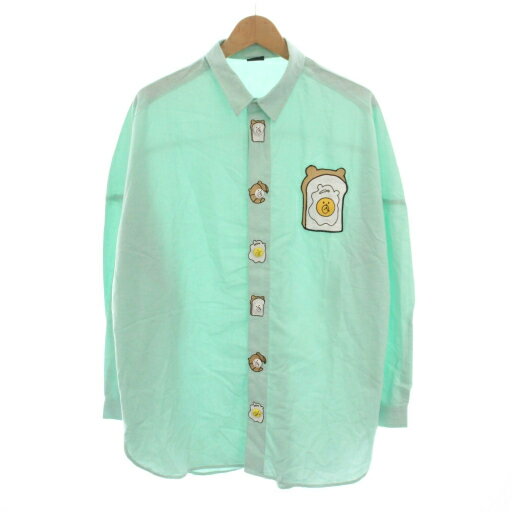 【中古】スカラー ScoLar Parity パリティ クマエッグトースト刺繍ボタンシャツ ブラウス 長袖 M ライ..