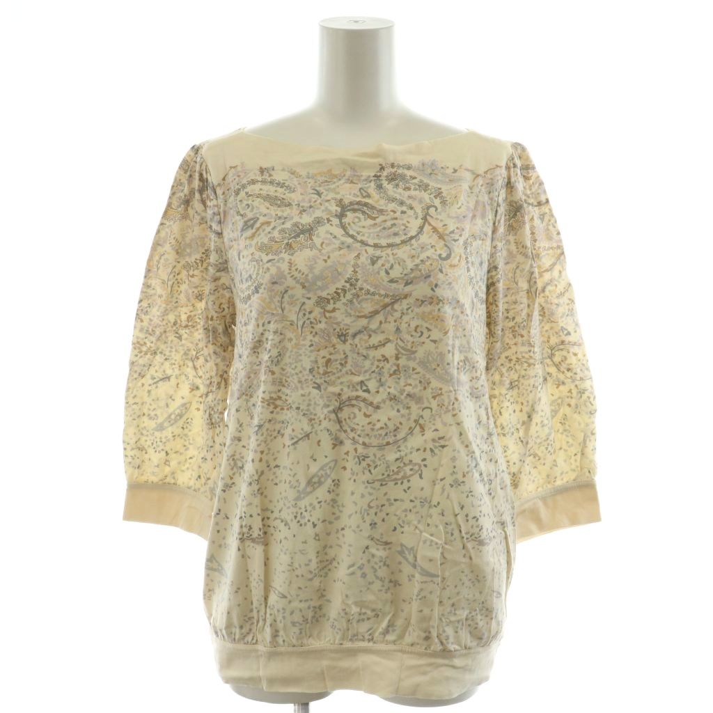 【中古】マークバイマークジェイコブス MARC by MARC JACOBS カットソー 総柄 ボートネック 7分袖 コットン S ライトベージュ 6793I9050E /AN18 レディース 【ベクトル 古着】 251017