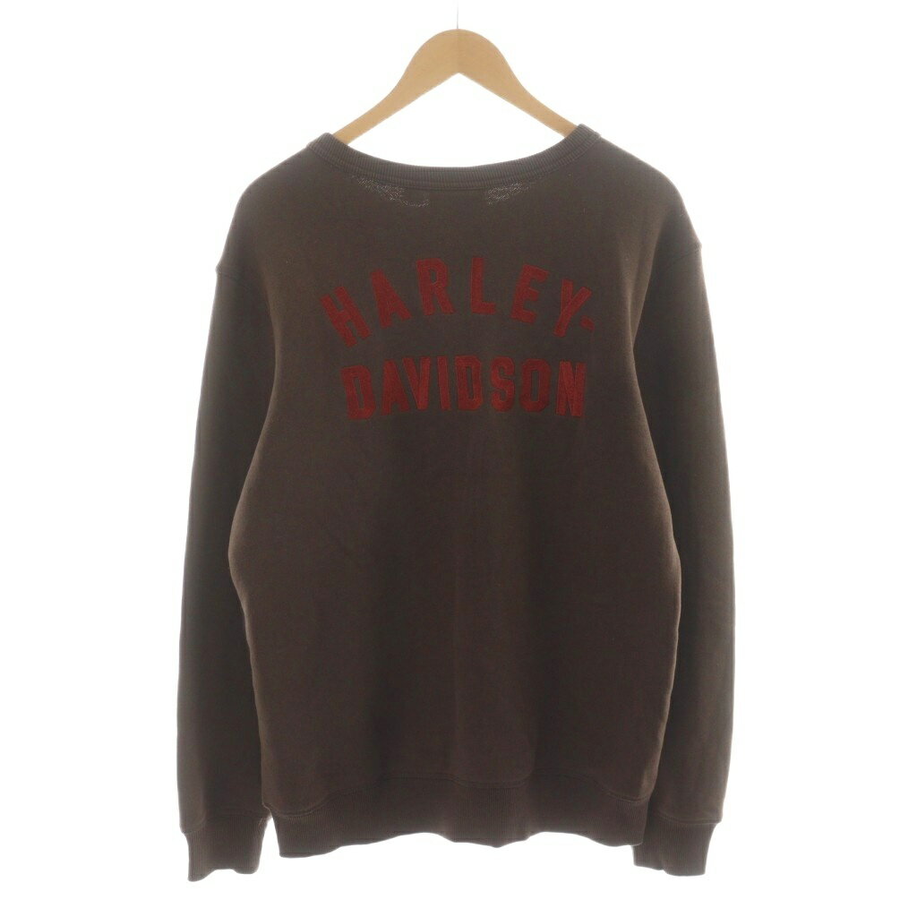 【中古】ハーレーダビッドソン HARLEY DAVIDSON ステイプル エンブロイダリー スウェットシャツ トレーナー ロゴ M 茶 ブラウン 96029-23VM /AN43 メンズ 【ベクトル 古着】 250924