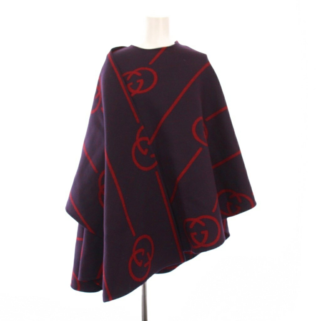 グッチ GUCCI GGウールケープ ポンチョ インターロッキングG 36 紫 569213 /KH レディース  250926
