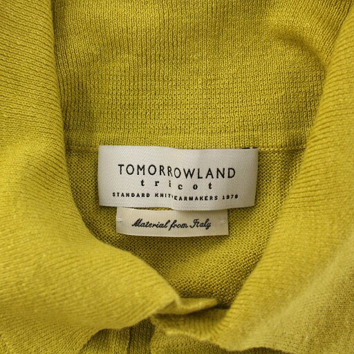 【中古】トゥモローランド トリコ TOMORROWLAND tricot ポロシャツ サマーニット 半袖 レギュラーカラー ハーフボタン 麻 リネン 無地 M 黄緑 ライトグリーン /BB メンズ 【ベクトル 古着】 250929