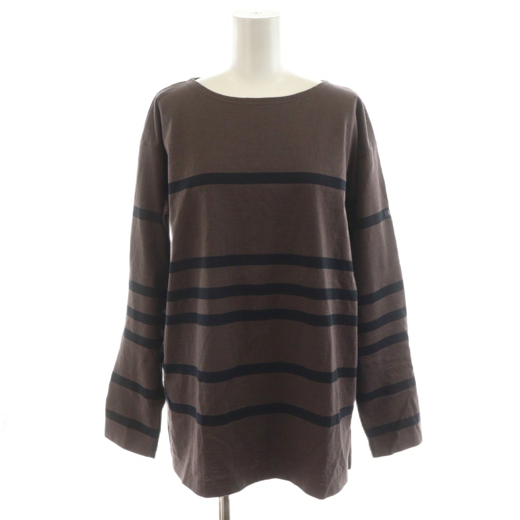 マイカ＆ディール MICA&DEAL × ルミノア Leminor カットソー 長袖 ボーダー柄 コットン 1 黒 ブラック 茶 ブラウン 0122309163 /AN53 レディース  251006