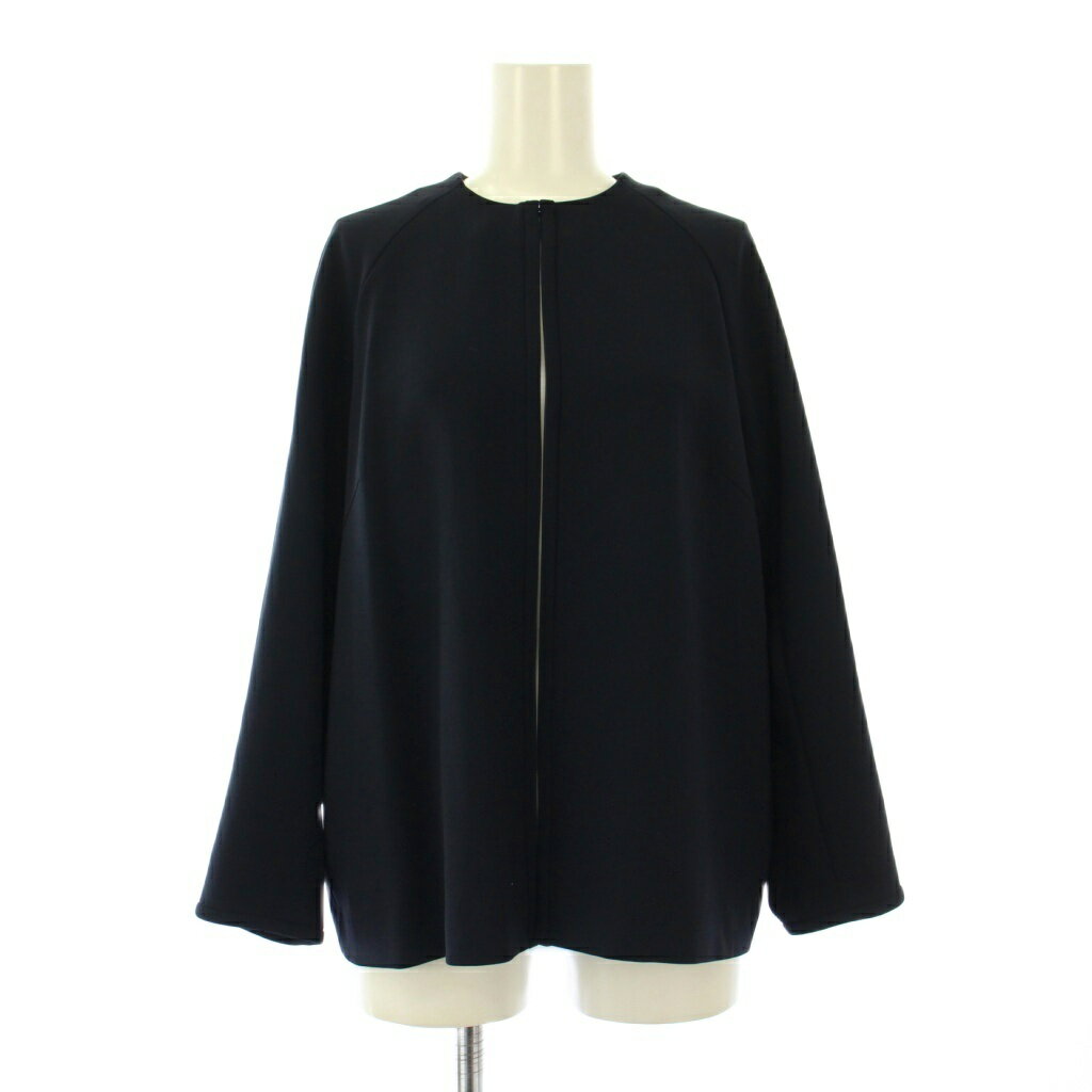 【中古】ソージュ soeju フロントホック8分袖ジャケット ノーカラー アウター 薄手 ストレッチ 無地 L 紺 ネイビー S-00-JK-011 /BB レディース 【ベクトル 古着】 251005のサムネイル