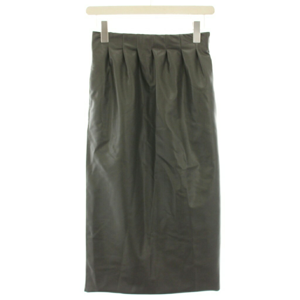 【中古】アストラット ASTRAET F/LETタックタイトスカート フェイクレザースカート ミモレ ロング 0 グ..